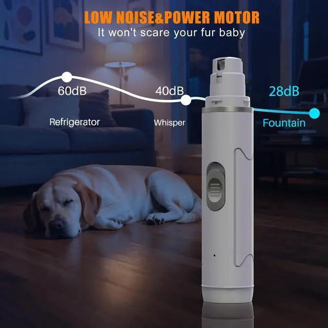 Alt view image 3 of 7 - Dog Nail Grinder Quiet - Professional 2-Speed Electric Pet Nail Trimmer with Guard, Rechargeable & Painless Claw Grinder for Small Medium Large Dogs & Cats, Low Noise & Vibration