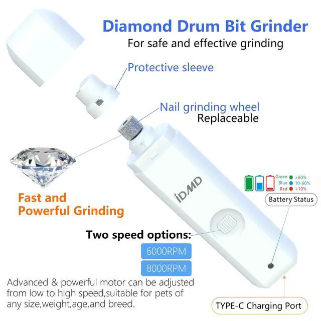 Alt view image 2 of 7 - Dog Nail Trimmers with Light for All Breeds | Dog Nail Grinder Quiet