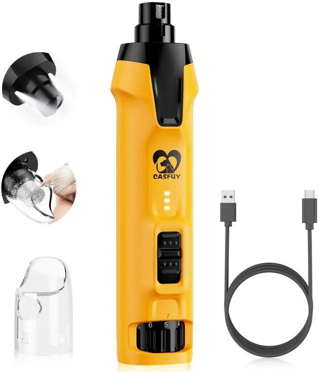 Main image of 6-Speed Dog Nail Grinder 50%+ Boost Power Dog Nail Trimmers Quiet with Dust Cap & 2 LED Lights & 2000mAh Battery & 4.8V Motor Electric Pet Toenail File Tool for Large Medium Small Dogs Cats