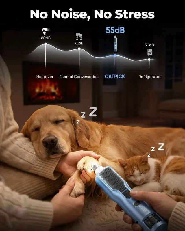 Alt view image 2 of 7 - 7-Speed Dog & Cat Nail Grinder with Light - Ring LED Safe to Avoid Overcut, Quiet Low Vibration & Powerful Fast, Cordless Rechargeable Toenail Trimmer for Small & Large Puppy & Breeds Paws(Blue)