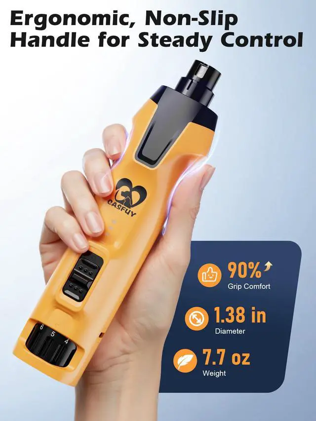 Alt view image 7 of 7 - 6-Speed Dog Nail Grinder 50%+ Boost Power Dog Nail Trimmers Quiet with Dust Cap & 2 LED Lights & 2000mAh Battery & 4.8V Motor Electric Pet Toenail File Tool for Large Medium Small Dogs Cats