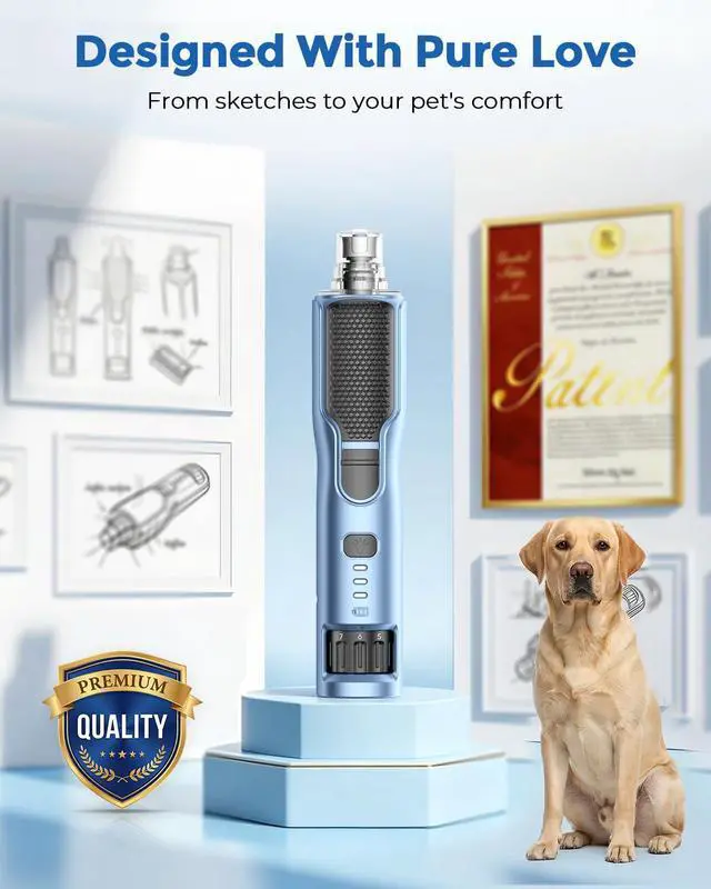 Alt view image 7 of 7 - 7-Speed Dog & Cat Nail Grinder with Light - Ring LED Safe to Avoid Overcut, Quiet Low Vibration & Powerful Fast, Cordless Rechargeable Toenail Trimmer for Small & Large Puppy & Breeds Paws(Blue)