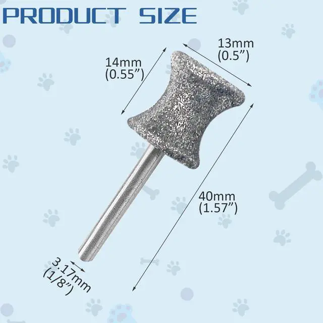 Alt view image 2 of 5 - Diamond Rotary Nail Grinder Bits for Dog, 2PCS Diamond Dog Nail Grinder Head for Dremel,1/8" Replacement Grinder Wheel Pets Nail Grooming Tools for Medium Large Dogs