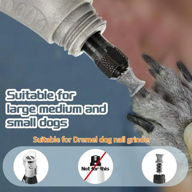Alt view image 4 of 5 - Diamond Rotary Nail Grinder Bits for Dog, 2PCS Diamond Dog Nail Grinder Head for Dremel,1/8" Replacement Grinder Wheel Pets Nail Grooming Tools for Medium Large Dogs