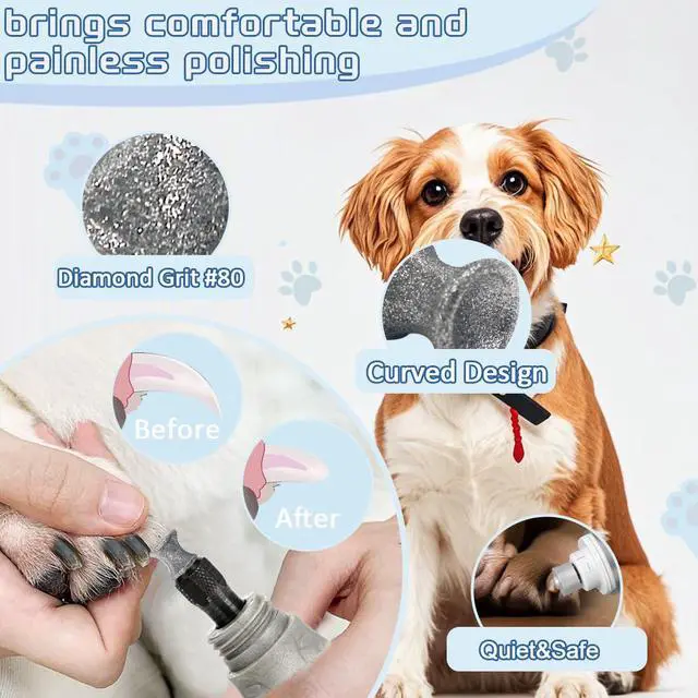 Alt view image 3 of 5 - Diamond Rotary Nail Grinder Bits for Dog, 2PCS Diamond Dog Nail Grinder Head for Dremel,1/8" Replacement Grinder Wheel Pets Nail Grooming Tools for Medium Large Dogs
