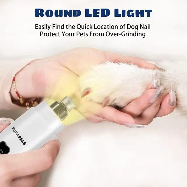 Alt view image 2 of 6 - Upgrade Dog Nail Grinder with 5 LED Shadow Free Light, Dog Nail Trimmer Protect Pet Paws from Over Grinding with 2 Speed Super Power Motor, with one aditional Concave-Shaped Replacement Head