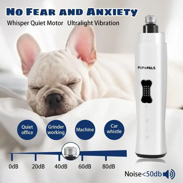 Alt view image 5 of 6 - Upgrade Dog Nail Grinder with 5 LED Shadow Free Light, Dog Nail Trimmer Protect Pet Paws from Over Grinding with 2 Speed Super Power Motor, with one aditional Concave-Shaped Replacement Head