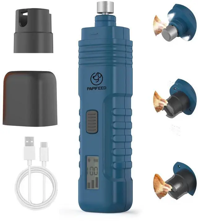 Main image of Dog Nail Grinder with LCD Display Quiet Electric Nail Trimmer with Dual LED Light, Safe for Black & Thick Nails, Rechargeable for Small Medium Large Dogs & Cats (Blue)