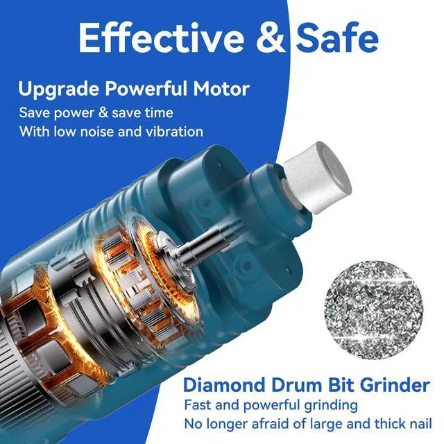 Alt view image 2 of 7 - Dog Nail Grinder with LCD Display Quiet Electric Nail Trimmer with Dual LED Light, Safe for Black & Thick Nails, Rechargeable for Small Medium Large Dogs & Cats (Blue)