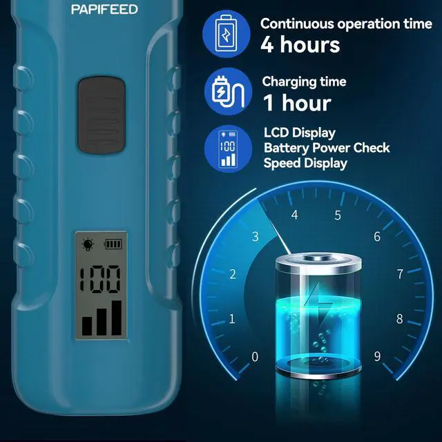 Alt view image 6 of 7 - Dog Nail Grinder with LCD Display Quiet Electric Nail Trimmer with Dual LED Light, Safe for Black & Thick Nails, Rechargeable for Small Medium Large Dogs & Cats (Blue)