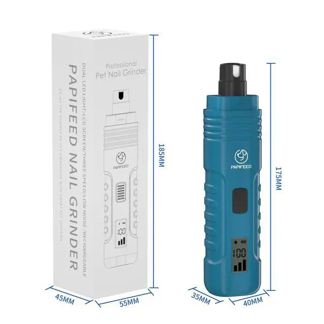 Alt view image 7 of 7 - Dog Nail Grinder with LCD Display Quiet Electric Nail Trimmer with Dual LED Light, Safe for Black & Thick Nails, Rechargeable for Small Medium Large Dogs & Cats (Blue)