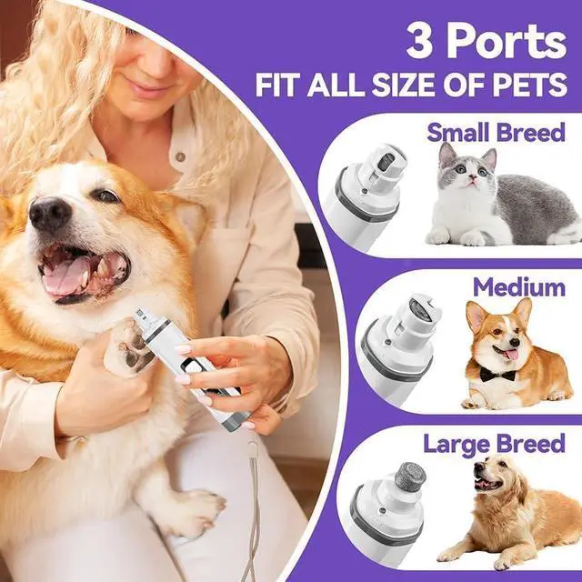 Alt view image 3 of 7 - Dog Nail Grinder Quiet- Ultra-Quiet Dog & Cat Nail Grinder with LED Light & Battery Display & Upgrade Grinding Head - Painless Nail Trimmer for Small to Large Pets, Thick Nails, and Sensitive Paws