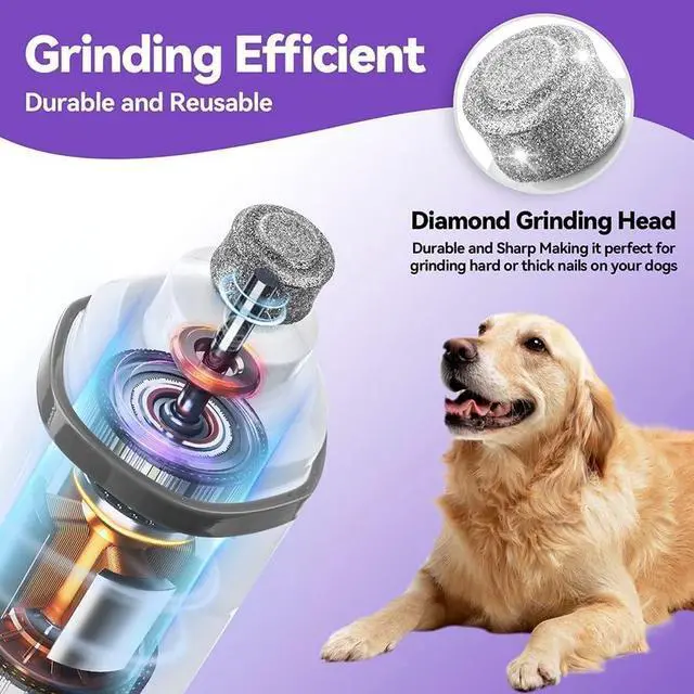 Alt view image 2 of 7 - Dog Nail Grinder Quiet- Ultra-Quiet Dog & Cat Nail Grinder with LED Light & Battery Display & Upgrade Grinding Head - Painless Nail Trimmer for Small to Large Pets, Thick Nails, and Sensitive Paws