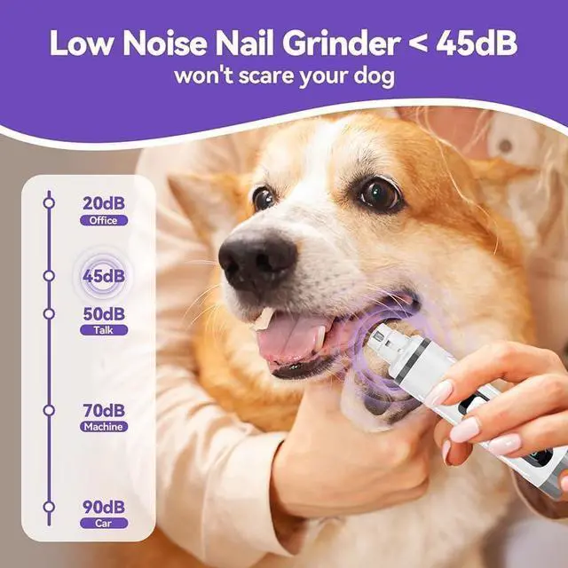 Alt view image 5 of 7 - Dog Nail Grinder Quiet- Ultra-Quiet Dog & Cat Nail Grinder with LED Light & Battery Display & Upgrade Grinding Head - Painless Nail Trimmer for Small to Large Pets, Thick Nails, and Sensitive Paws