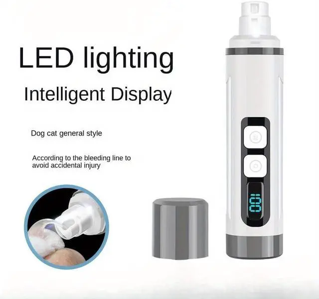 Alt view image 7 of 7 - Dog Nail Grinder Quiet- Ultra-Quiet Dog & Cat Nail Grinder with LED Light & Battery Display & Upgrade Grinding Head - Painless Nail Trimmer for Small to Large Pets, Thick Nails, and Sensitive Paws