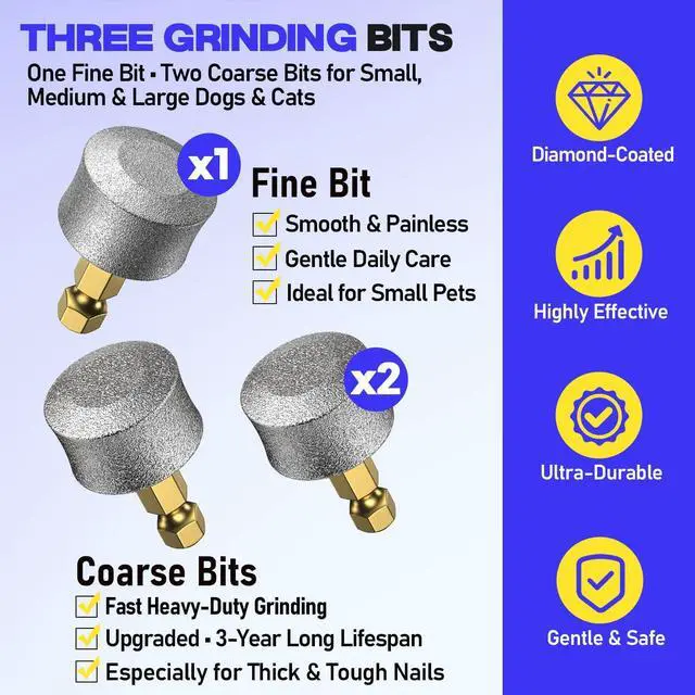 Alt view image 5 of 7 - Whisper-Quiet Dog Nail Grinder Kit 50%More Powerful for Sensitive Dogs,Cats