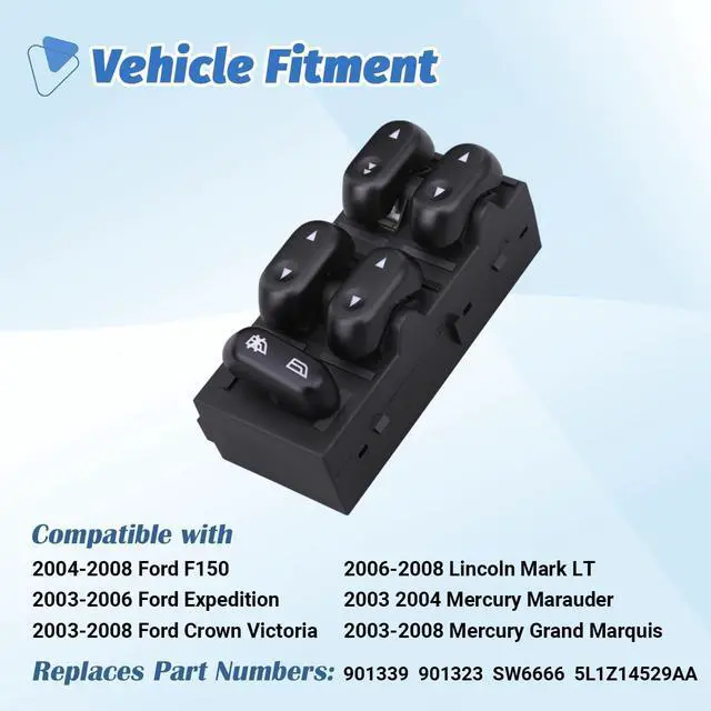 Alt view image 2 of 6 - Master Power Window Switch for 2004-2008 Ford F-150 03-06 Expedition