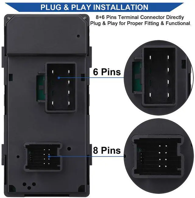 Alt view image 4 of 7 - Driver Side Power Master Window Switch, Compatible with Chevy Silverado/Chevrolet Traverse/HHR/2007-2013 GMC Sierra/Yukon/Buick Enclave Replace OE 20945129 25789692