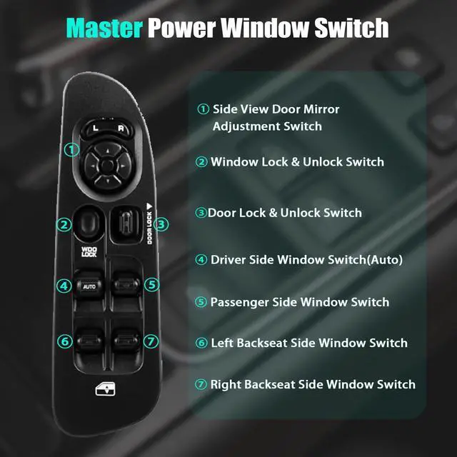 Alt view image 4 of 5 - Master Power Window Switch & Bezel for 2002-2009 Dodge Ram 1500 2500 3500 (Quad Cab, Crew), 2001-2004 Dodge Dakota, 2001-2003 Durango, 2005-2009 Sprinter 2500 3500 68171680AA, 56049805AB