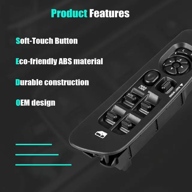 Alt view image 5 of 5 - Master Power Window Switch & Bezel for 2002-2009 Dodge Ram 1500 2500 3500 (Quad Cab, Crew), 2001-2004 Dodge Dakota, 2001-2003 Durango, 2005-2009 Sprinter 2500 3500 68171680AA, 56049805AB