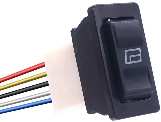 Alt view image 2 of 5 - 2Pcs 5 Pin Car Window Switch 12V 20A Control Power Window Lift Momentary LED Rocker Switch with with Wiring Harness K-010-X