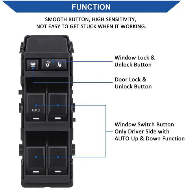 Alt view image 2 of 7 - Driver Power Window Switch for 2008-2013 Dodge Avenger 4602780AA