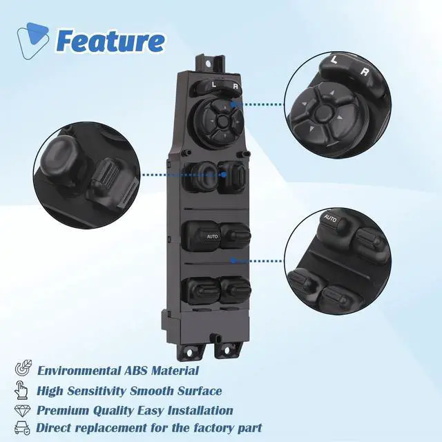 Alt view image 5 of 7 - Driver Power Window Switch for 2002-2009 Dodge Ram Truck 56049805AB