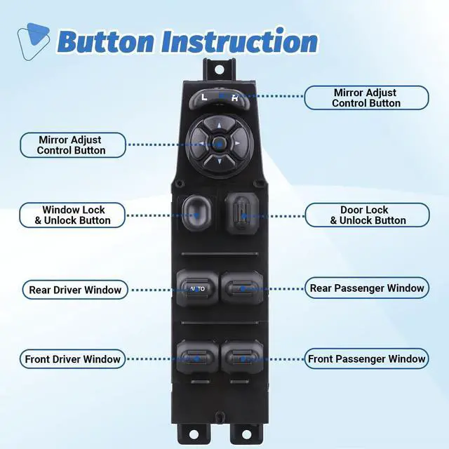 Alt view image 3 of 7 - Driver Power Window Switch for 2002-2009 Dodge Ram Truck 56049805AB