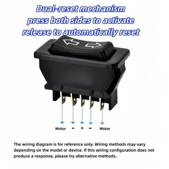 Alt view image 3 of 6 - 4Pcs 5 Pin Car Window Switch 12V 20A Control Power Window Lift Automobile Car Power Master Switch Momentary Rocker Switch Blue Light Indicator Light