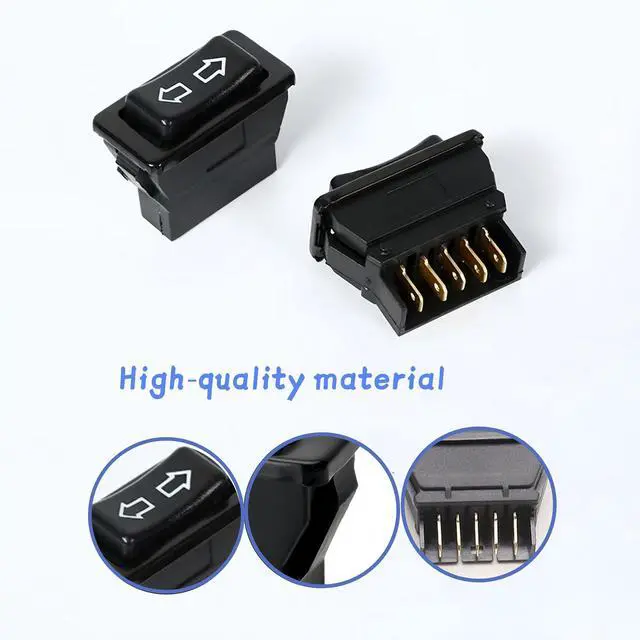 Alt view image 4 of 6 - 4Pcs 5 Pin Car Window Switch 12V 20A Control Power Window Lift Automobile Car Power Master Switch Momentary Rocker Switch Blue Light Indicator Light