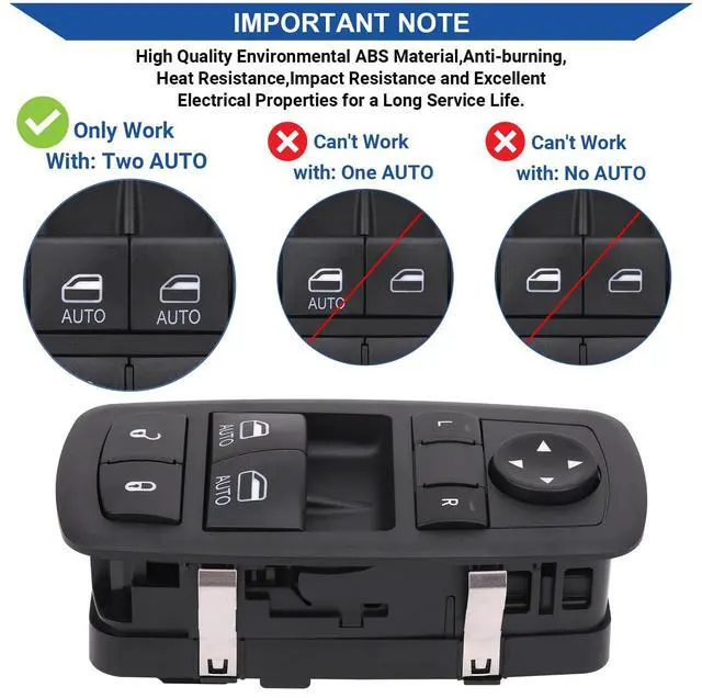 Alt view image 4 of 7 - Driver Power Window Switch for 2015-2022 Dodge Challenger 68183752AB