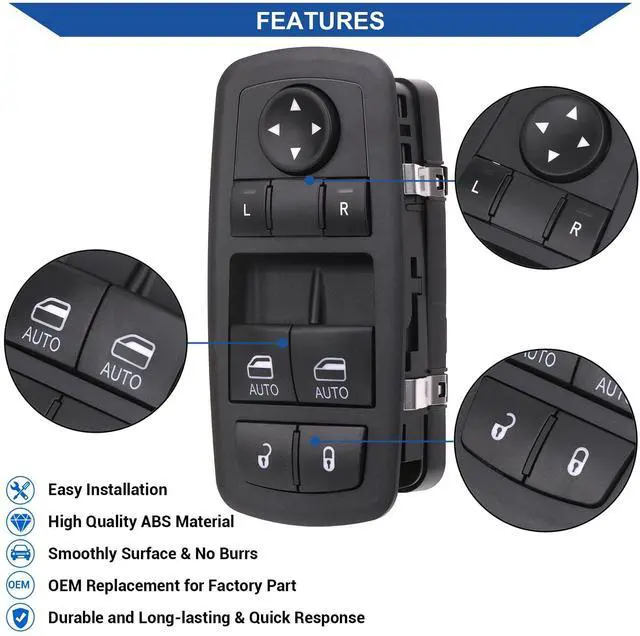 Alt view image 5 of 7 - Driver Power Window Switch for 2015-2022 Dodge Challenger 68183752AB
