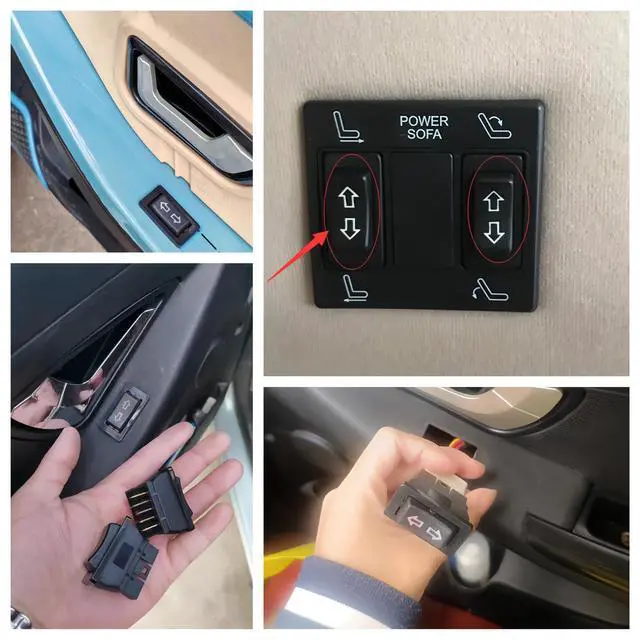 Alt view image 5 of 6 - 4Pcs 5 Pin Car Window Switch 12V 20A Control Power Window Lift Automobile Car Power Master Switch Momentary Rocker Switch Blue Light Indicator Light