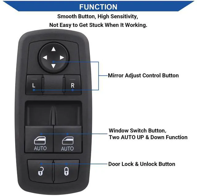 Alt view image 7 of 7 - Driver Power Window Switch for 2015-2022 Dodge Challenger 68183752AB