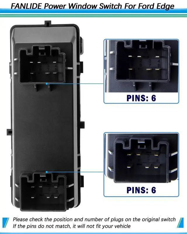 Alt view image 4 of 6 - Master Power Window Switch Compatible with 2011 2012 2013 2014 Ford Edge 2.0L 3.5L 3.7L, Front Left Driver Side Electric Window Control Switch Replace BT4Z14529AA 901-219