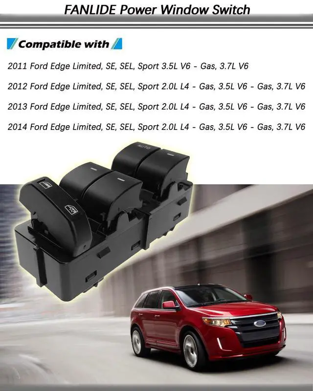 Alt view image 6 of 6 - Master Power Window Switch Compatible with 2011 2012 2013 2014 Ford Edge 2.0L 3.5L 3.7L, Front Left Driver Side Electric Window Control Switch Replace BT4Z14529AA 901-219