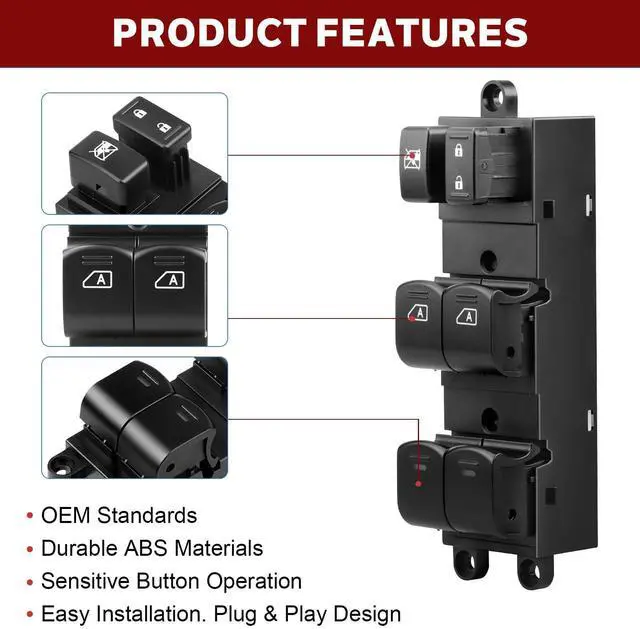 Alt view image 6 of 7 - Master Power Window Switch Compatible with Nissan Titan 2004-2015