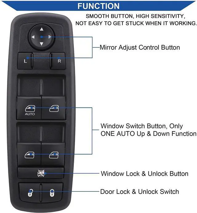 Alt view image 7 of 7 - Master Power Window Switch for 2008-2012 Jeep Liberty 4602632AD