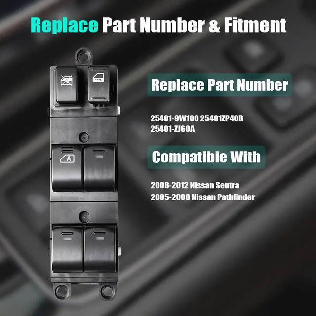 Alt view image 3 of 5 - Master Power Door Lock Window Control Switch for Nissan Sentra 2008-2012, for Nissan Pathfinder 2005-2008, Driver Side Power Window Controller Switch 25401-ZJ60A