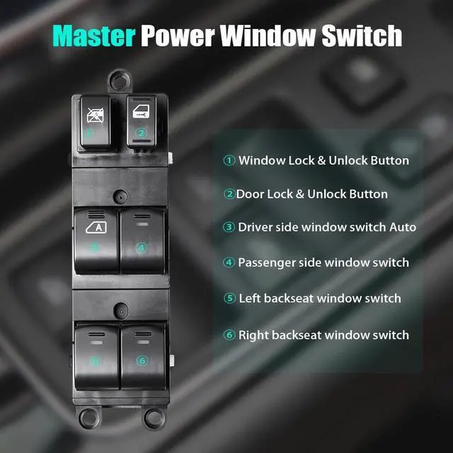 Alt view image 2 of 5 - Master Power Door Lock Window Control Switch for Nissan Sentra 2008-2012, for Nissan Pathfinder 2005-2008, Driver Side Power Window Controller Switch 25401-ZJ60A