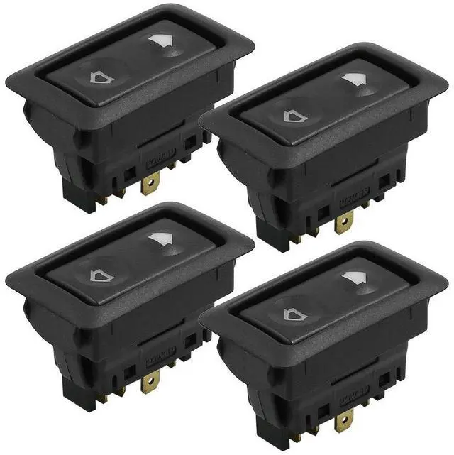 Main image of 4pcs DC 12V Universal 6 Pins Momentary Electric Illuminated Power Window Switch for Car Random Light Lamp Color