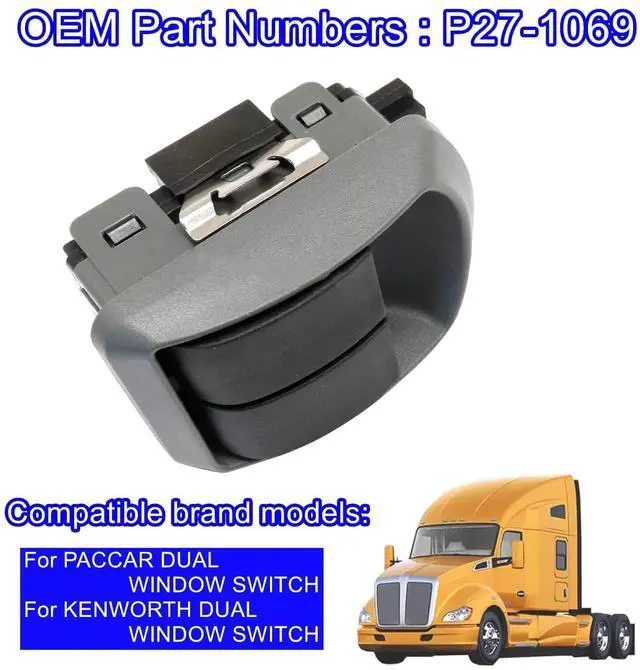 Alt view image 5 of 7 - Dual Window Switch,Compatible with Paccar Kenworth VehiclesElectric Window Lifter Switches Replace P/N P27-1069 P271069 Black