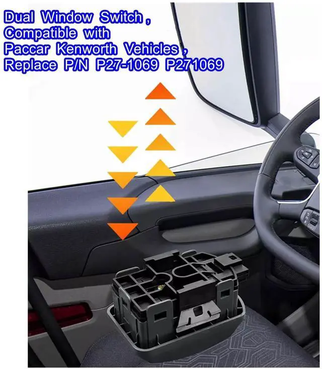 Alt view image 6 of 7 - Dual Window Switch,Compatible with Paccar Kenworth VehiclesElectric Window Lifter Switches Replace P/N P27-1069 P271069 Black