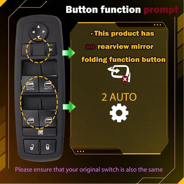 Alt view image 2 of 6 - Master Power Window Switch.11 Metal Pins.Compatible with 2011 2012 2013 2014 Jeep Grand Cherokee.Dodge Durango.Driver Side Control switches Front Left.Led Light Green