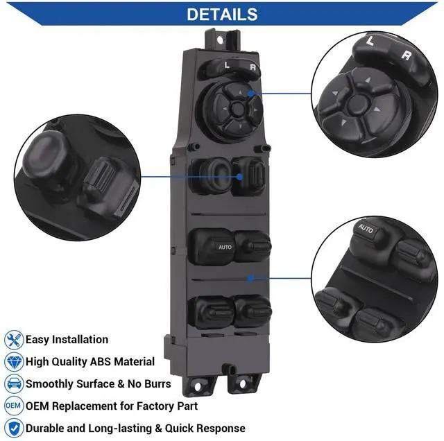 Alt view image 5 of 6 - Master Power Window Switch for 1997-2001 Jeep Cherokee 56009449AC