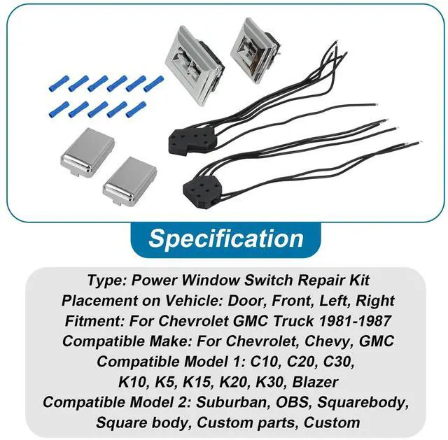 Alt view image 7 of 7 - Power Window Switch Repair Kit for Chevy GMC Truck 1981-1987