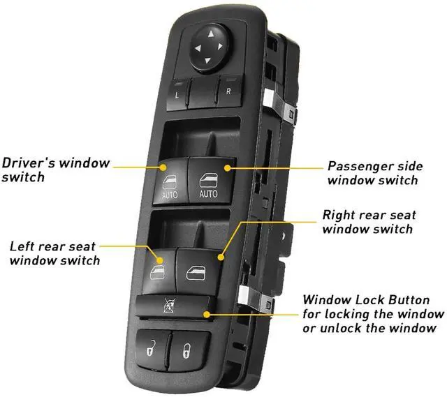 Alt view image 4 of 5 - Master Power Window Control Switch Driver Side for 2011-2021 Jeep Grand Cherokee