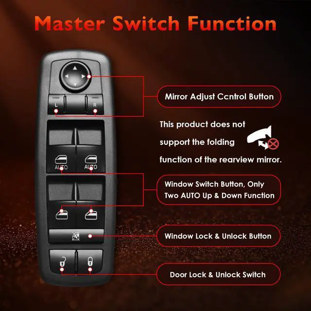 Alt view image 6 of 7 - Master Power Window Switch Driver Side Front Left for Dodge Models