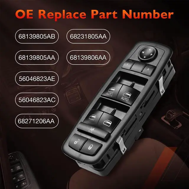 Alt view image 3 of 7 - Master Power Window Switch Driver Side Front Left for Dodge Models