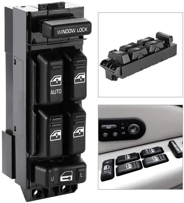 Alt view image 4 of 7 - 19259961 Power Window Switch Front Driver Side Compatible for 2000-2002 Chevy Silverado 1500HD 2500HD Suburban & 2002 Cadillac Escalade & 2001 GMC Sierra Yukon XL